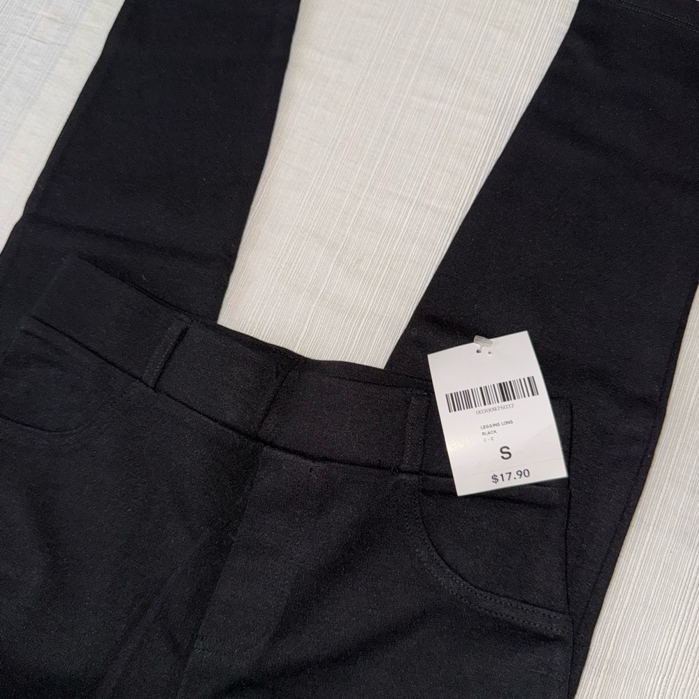 Black Skinny Leggings with Belt Buckles